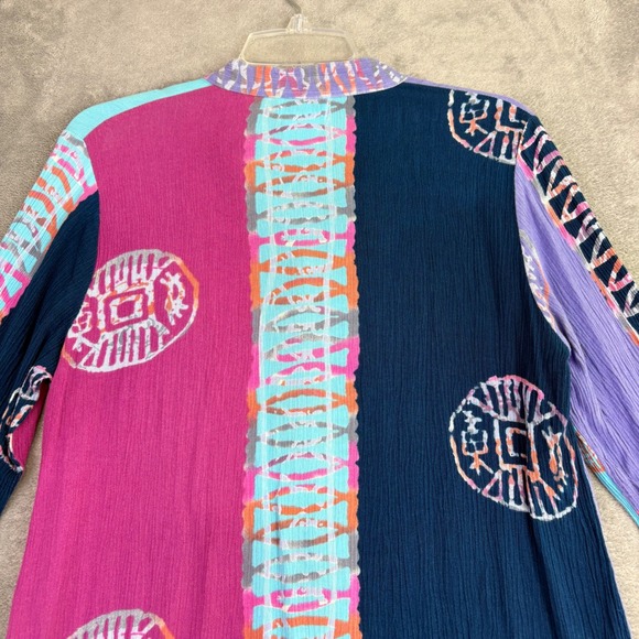 Soft Surroundings S Purple Blue Abstract Button Front Tunic Top Boho Festival - Picture 10 of 10